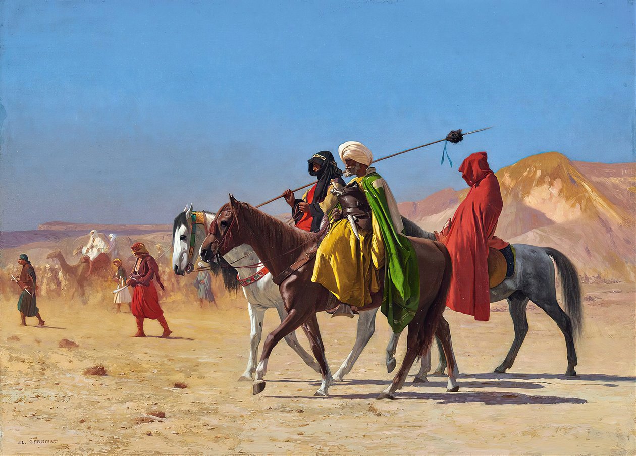 Ryttere som krysser ørkenen av Jean Leon Gerome