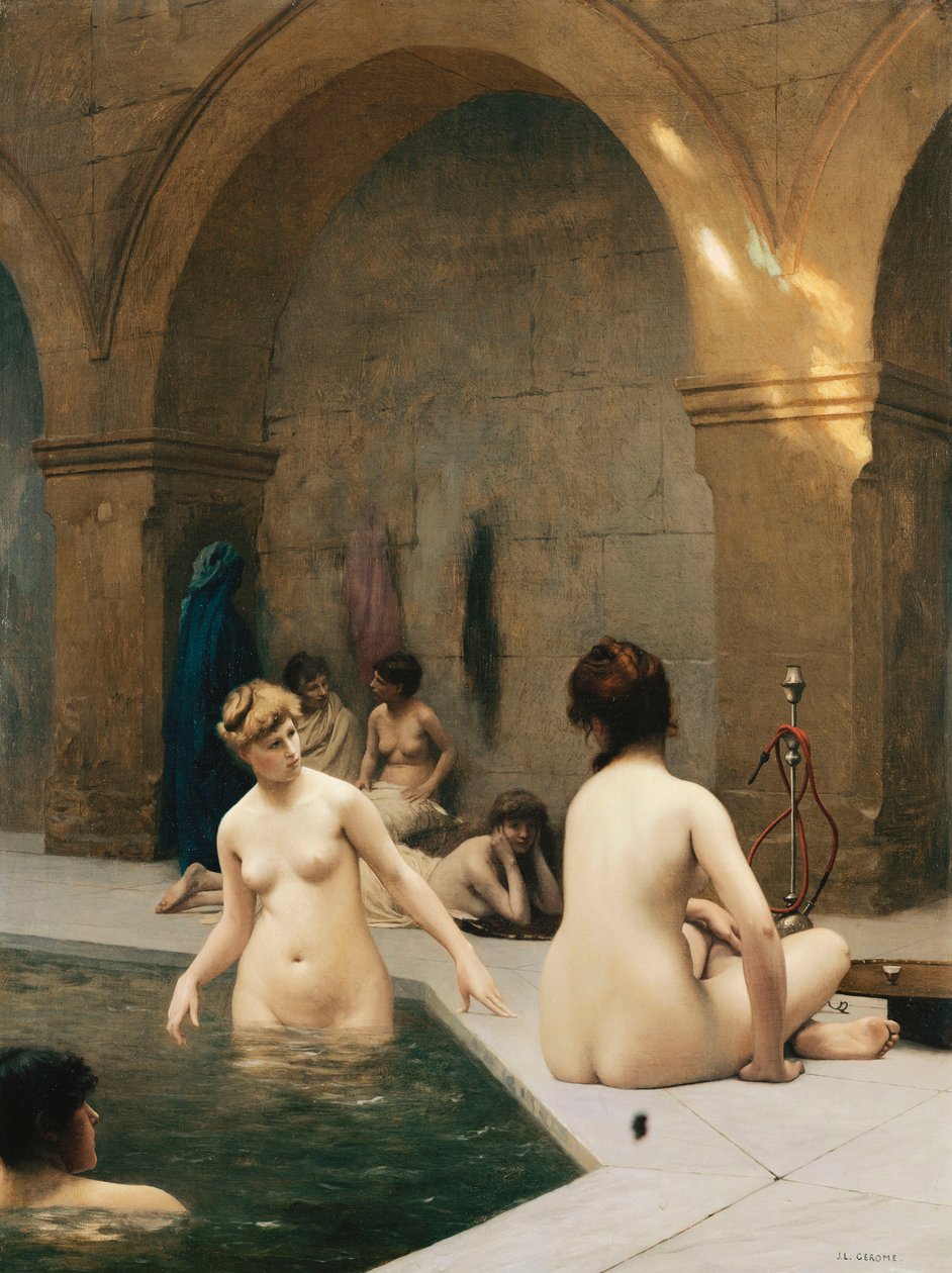 Badegjestene; The Baigneuses, ca. 1889 av Jean Leon Gerome