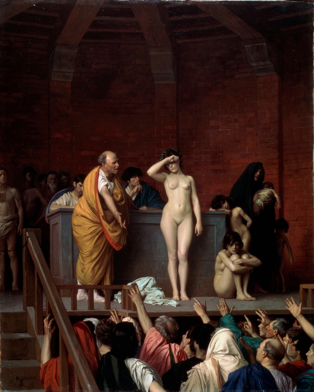 Slavemarkedet i Roma, c1883-c1884 av Jean Leon Gerome