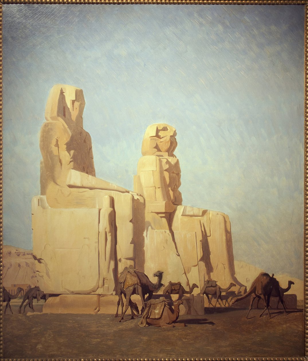 Kolossen av Theben, Memnon og Sesostris. Studere. Maleri av Jean Leon Gerome (1824-1904), Olje på lerret av Jean Leon Gerome
