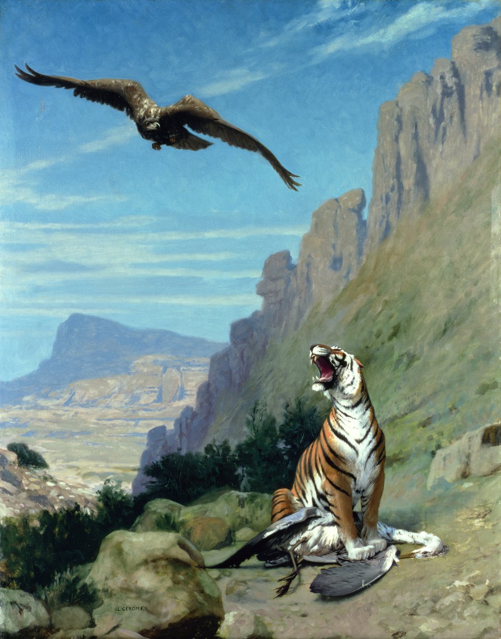 Tiger og gribb av Jean Leon Gerome