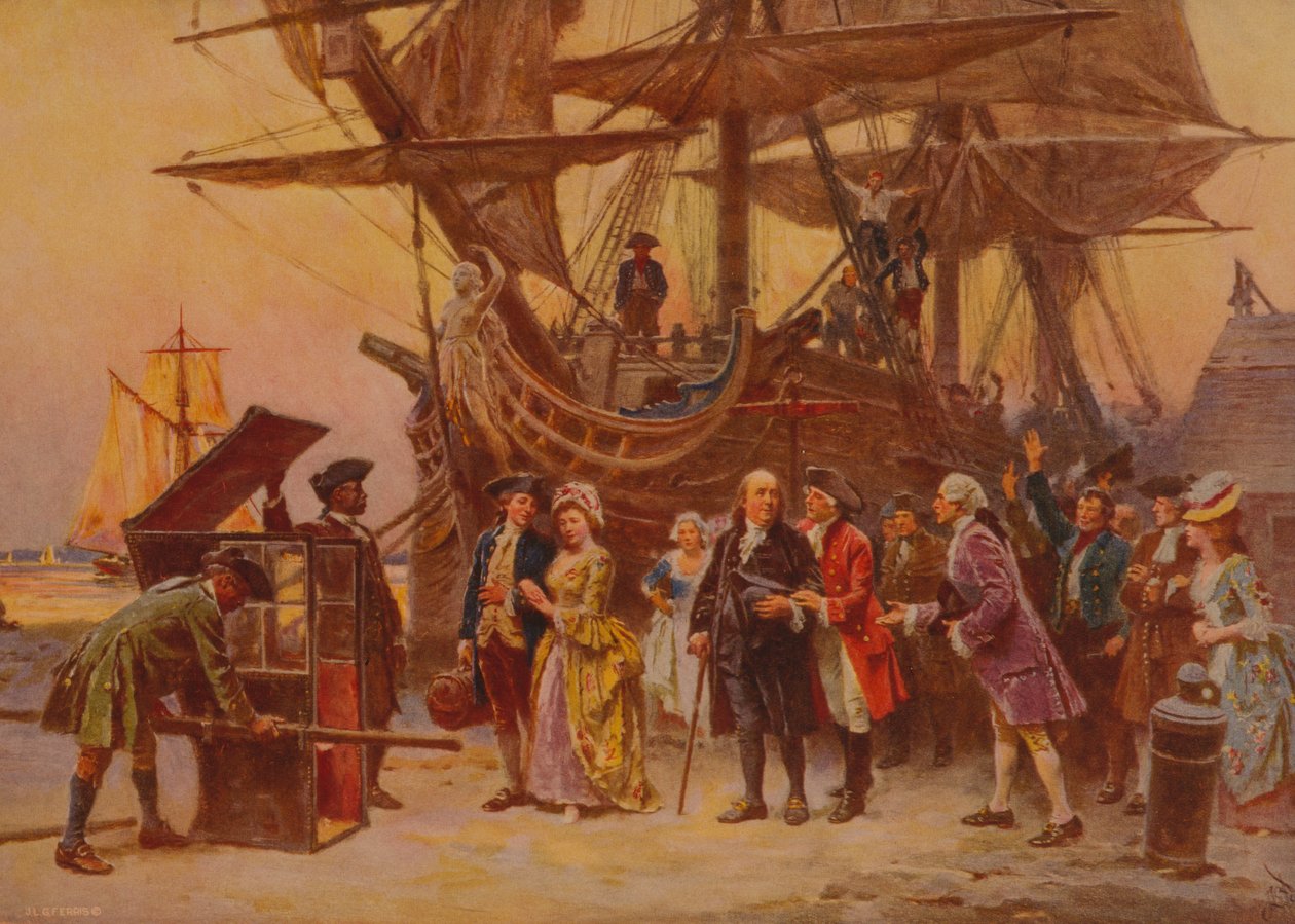 Franklins retur til Philadelphia, ca. 1930 av Jean Leon Gerome Ferris