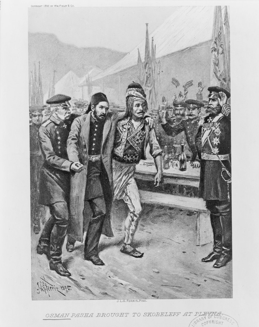 Osman Pasha brakt til Skobelev ved Plevna, ca. 1895 av Jean Leon Gerome Ferris