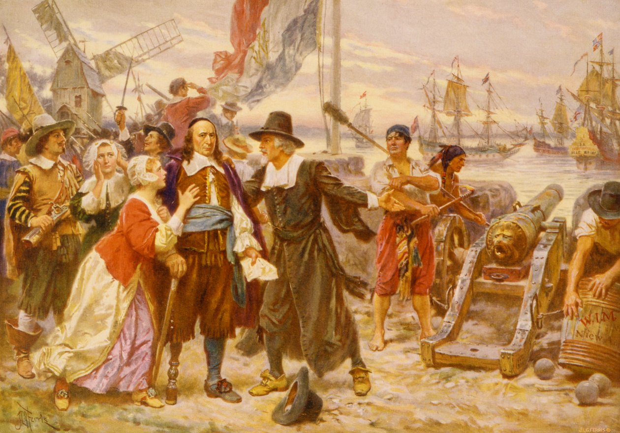 The Fall of New Amsterdam, ca. 1930 (fotomekanisk trykk) av Jean Leon Gerome Ferris