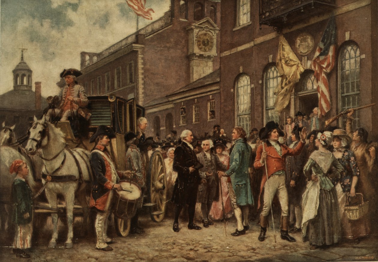 Washingtons innvielse i Philadelphia, ca. 1930 av Jean Leon Gerome Ferris