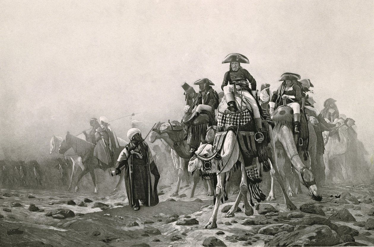 General Bonaparte i Egypt, fra A Collection of Works of Jean-Leon Gerome in 100 Photogravures, 1881 (photogravure) (se også 183490) av Jean Leon after Gerome