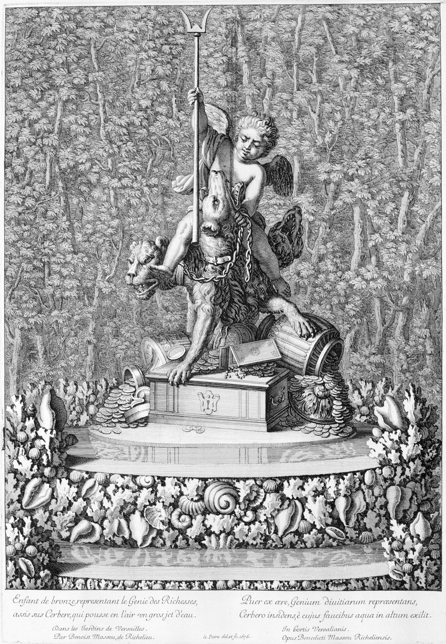Fontene med rikdommens geni, Versailles, 1676 av Jean Lepautre