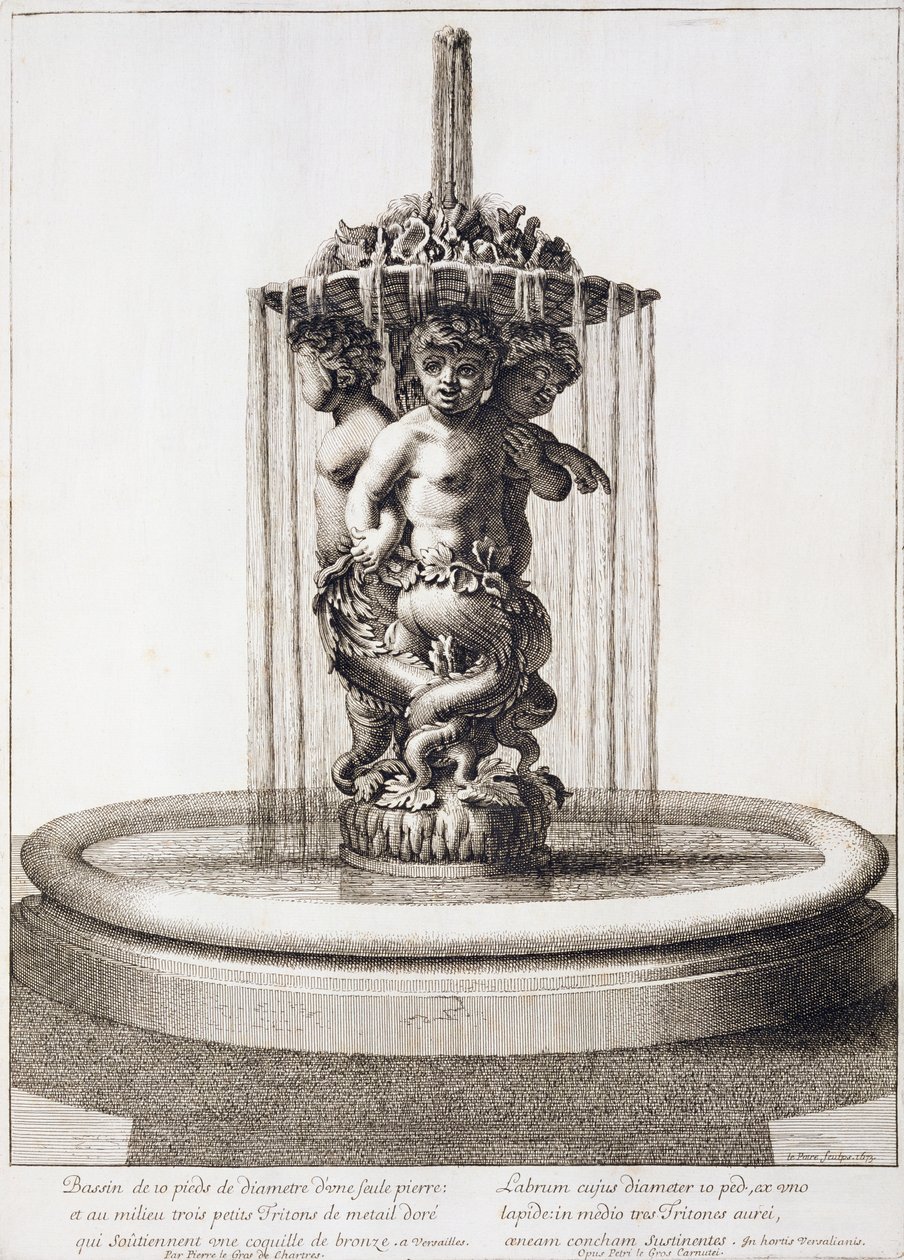 Fontene med tre tritoner i Versailles, etter Pierre le Gros, 1673 av Jean Lepautre