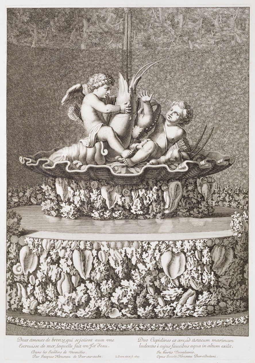 Fontene med to amoriner som rir på en kreps, designet av Jacques Houseau, i Versailles, 1677 av Jean Lepautre