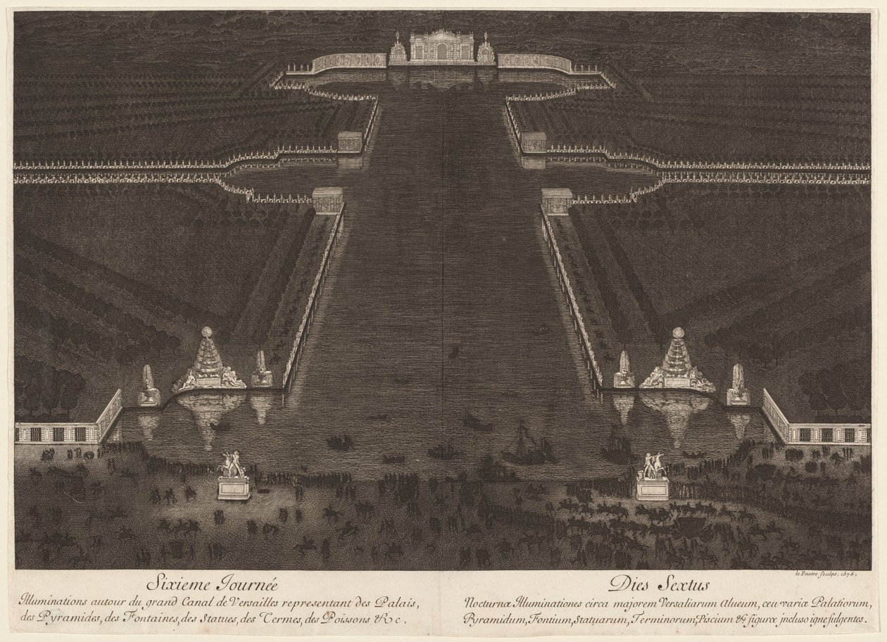 Belysninger rundt Canal Grande i Versailles av Jean Lepautre