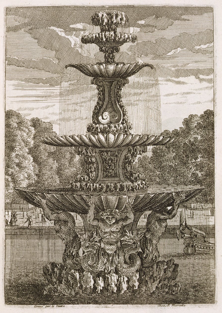 Tallerken fra fontener og vannstråler i italiensk stil, 1661 av Jean Lepautre