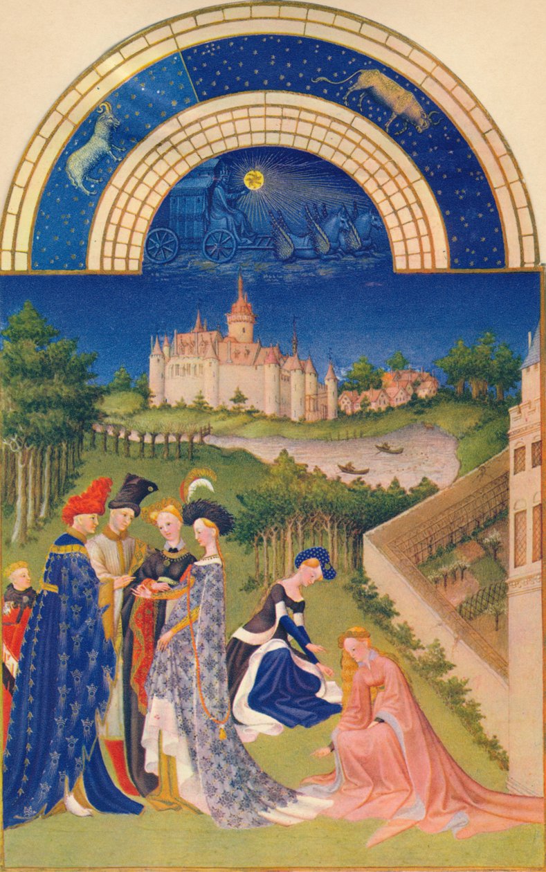 April - Château de Dourdan, 1400-tallet, 1939. av Jean Limbourg