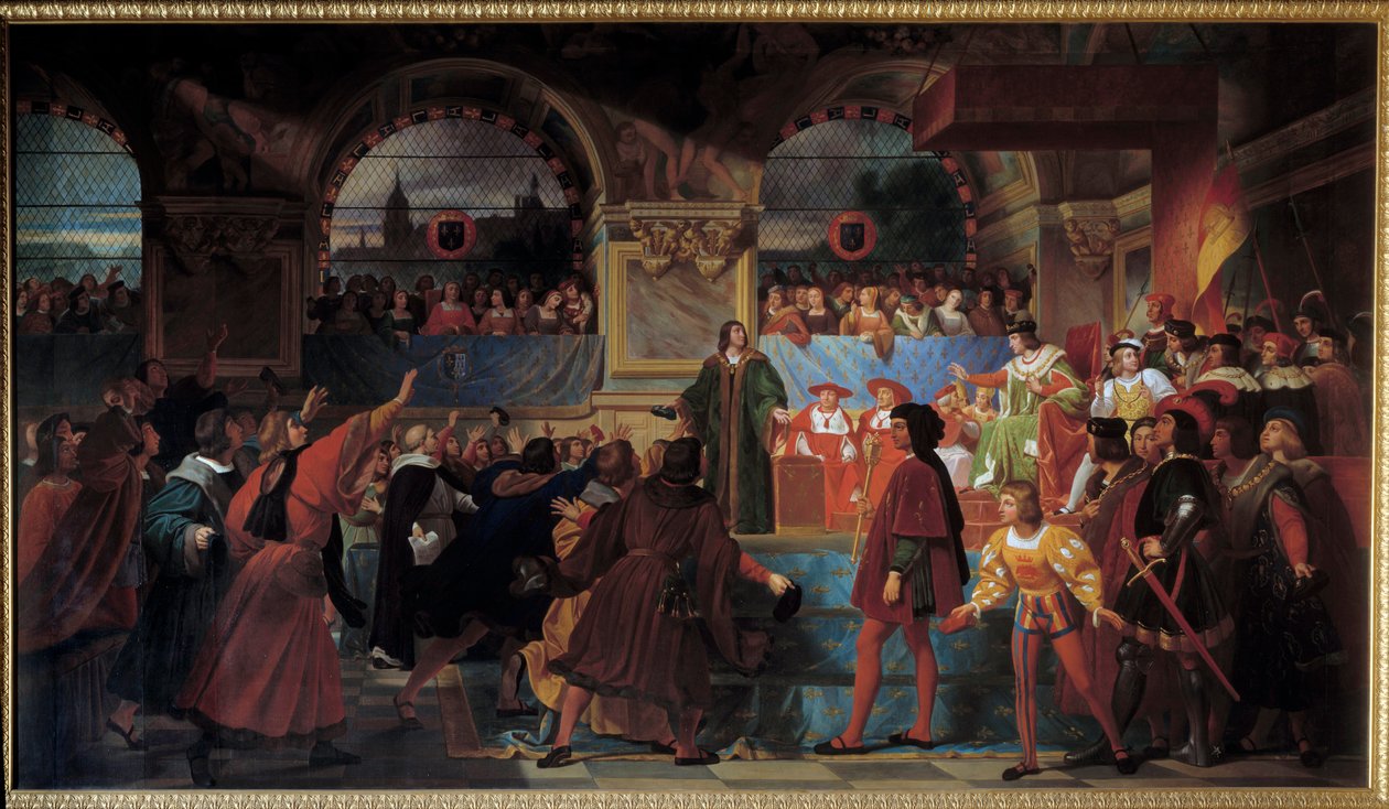 Kong Ludvig XII utropte folkets far til Generalstatene i Tours 14. mai 1506. Denne tittelen ble gitt til ham fordi han reduserte størrelsen, skatt betalt av vanlige. Maleri av Jean Louis Bezard (1799-1861) av Jean Louis Bezard