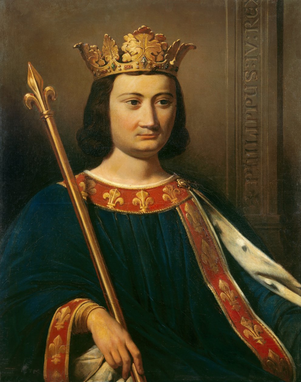 Portrett av Filip IV the Bel (1268 - 1314), konge av Frankrike. Maleri av Jean-Louis Bezard (1799-1881). av Jean Louis Bezard