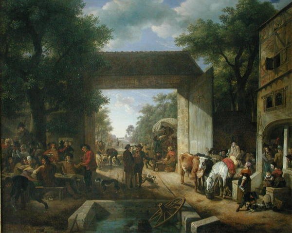 Et marked ved portene til et vertshus av Jean Louis De Marne
