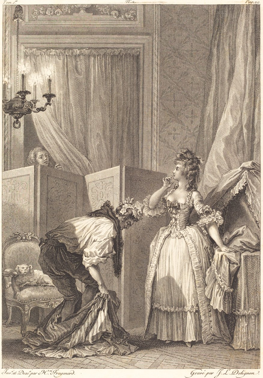 Den slåtte og fornøyde cuckold av Jean Louis Delignon and Antoine Jean Duclos after Jean Honoré Fragonard