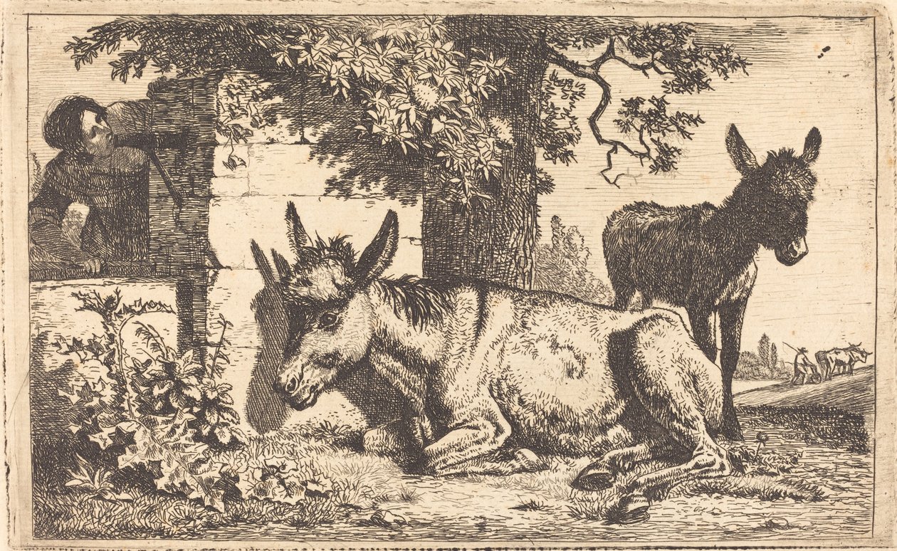 Et esel ved en vannbrønn av Jean Louis Demarne