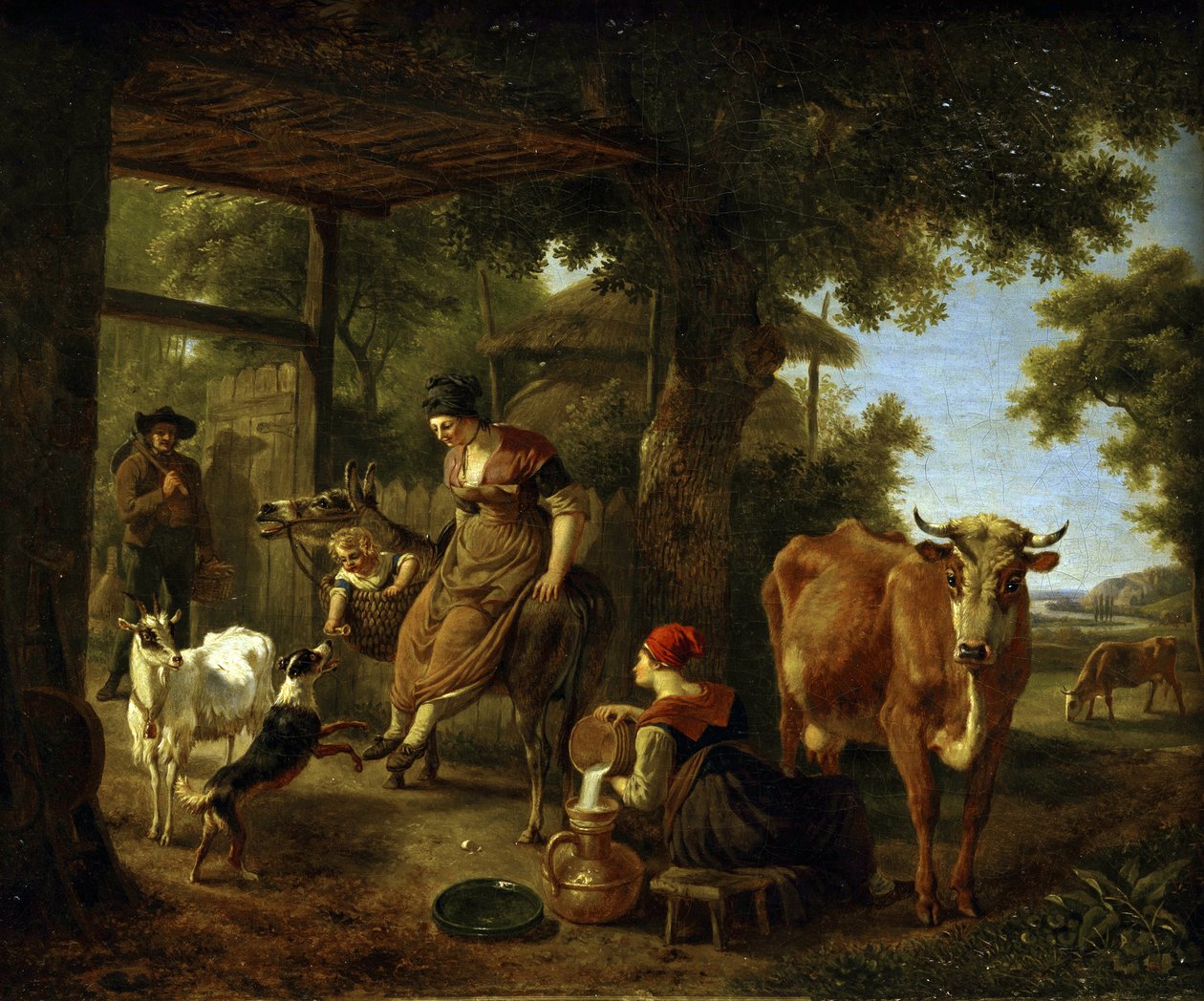 På gården. En scene fra livet på landet av Demarne, Jean-Louis (Jean Louis de Marne ou de Marnette) (ca. 1752-1829). Olje på lerret, andre halvdel av 1700-tallet, Statens A. Radishchev kunstmuseum, Saratov av Jean Louis Demarne