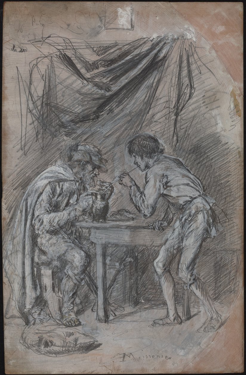 Lazarillo de Tormes stjeler drink fra en blind mann av Jean Louis Ernest Meissonier