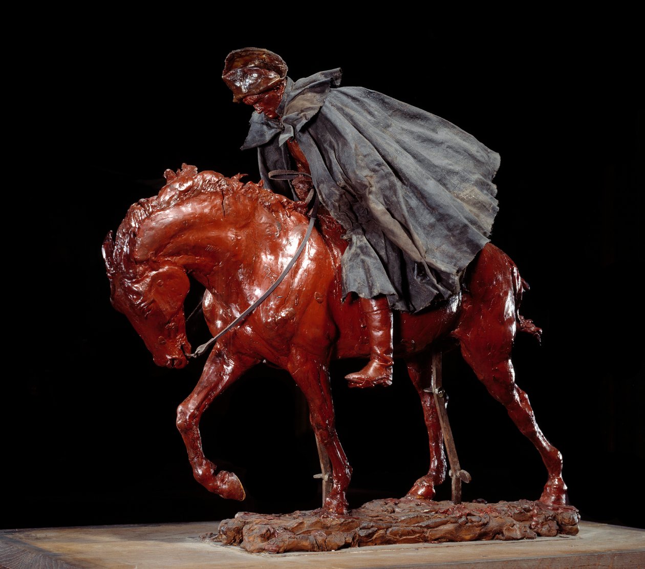 Reisende i vinden sa også Napoleon Bonaparte (1769-1821) under det russiske felttoget eller offiser i uroen Skulptur i voks, tre, stoff og lær av Ernest Meissonier (1815-1891) 1878 Søn. 0,48x0,6x0,4 m Paris, Musee d