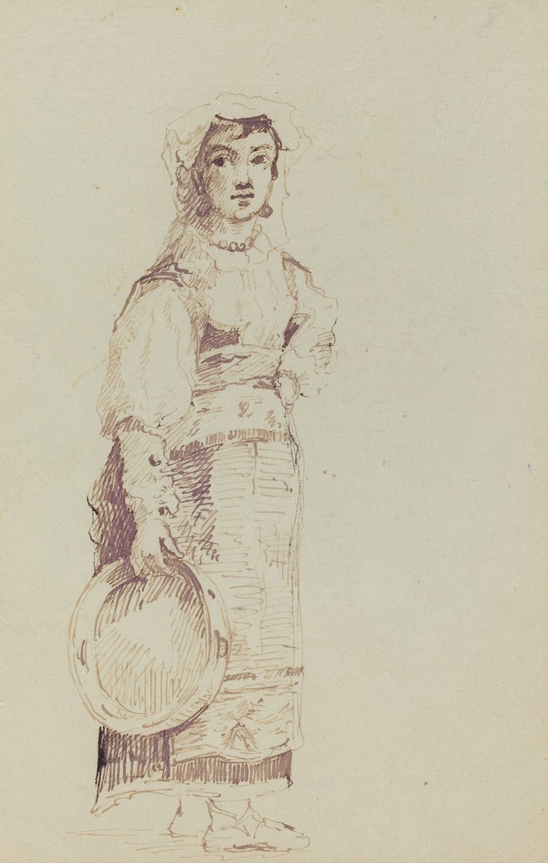 Kvinne med tamburin (verso) av Jean Louis Ernest Meissonier