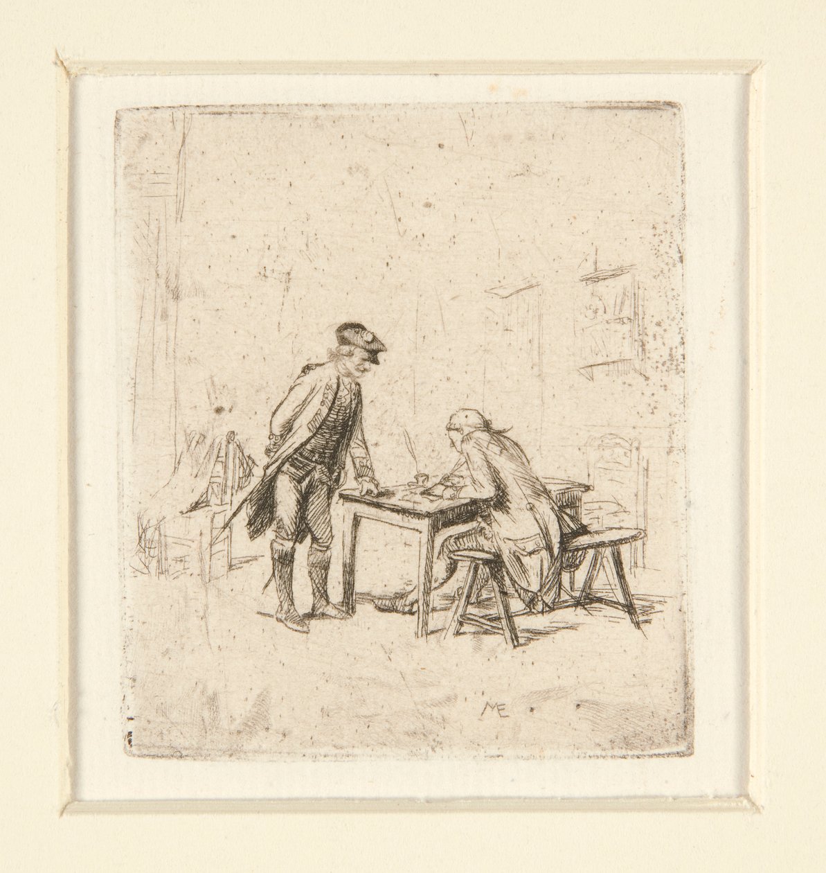 a Rapporten b Harlekin av Jean Louis Ernest Meissonier