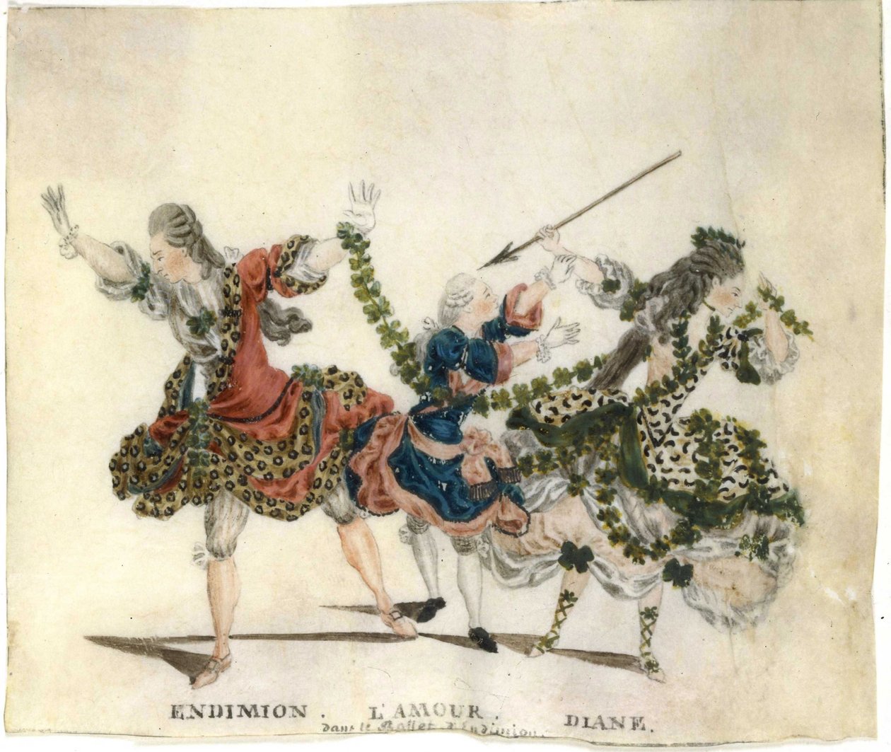 Kostymedesign for balletten Endymion av Gaetano Vestris, 1773-1778. av Jean Louis Fesch