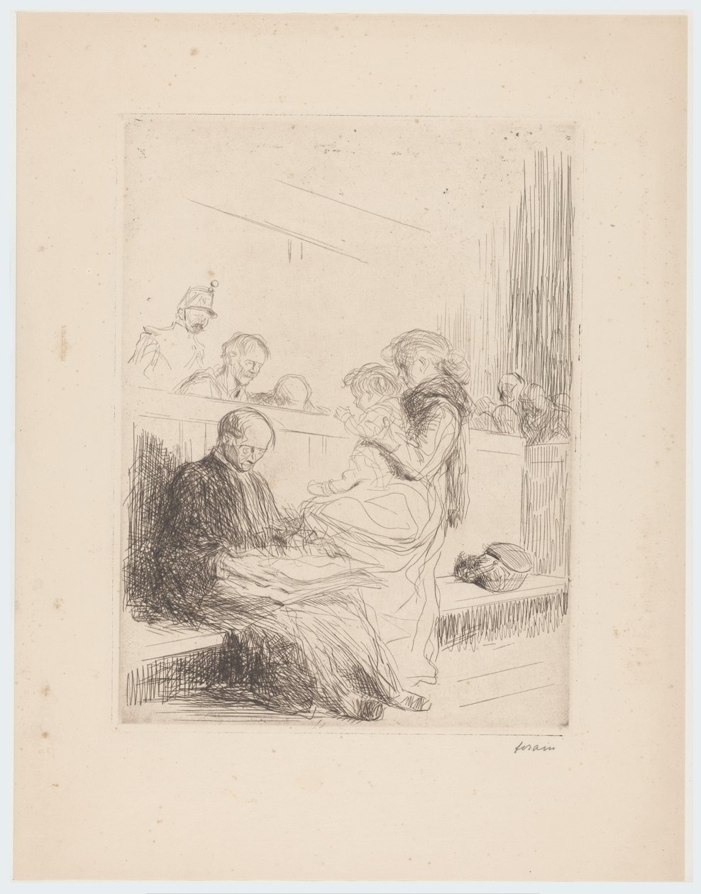 Advokat med klienter i retten av Jean Louis Forain (signed by artist)