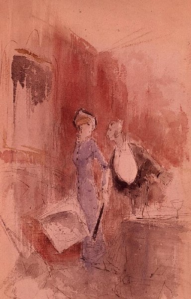 På restauranten (akvarell) av Jean Louis Forain