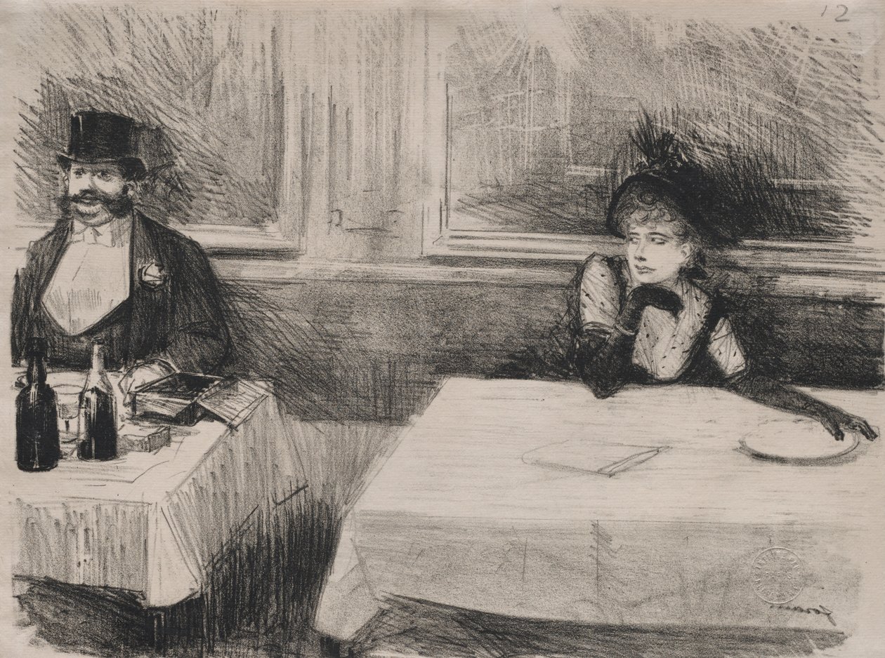 På restauranten. av Jean Louis Forain