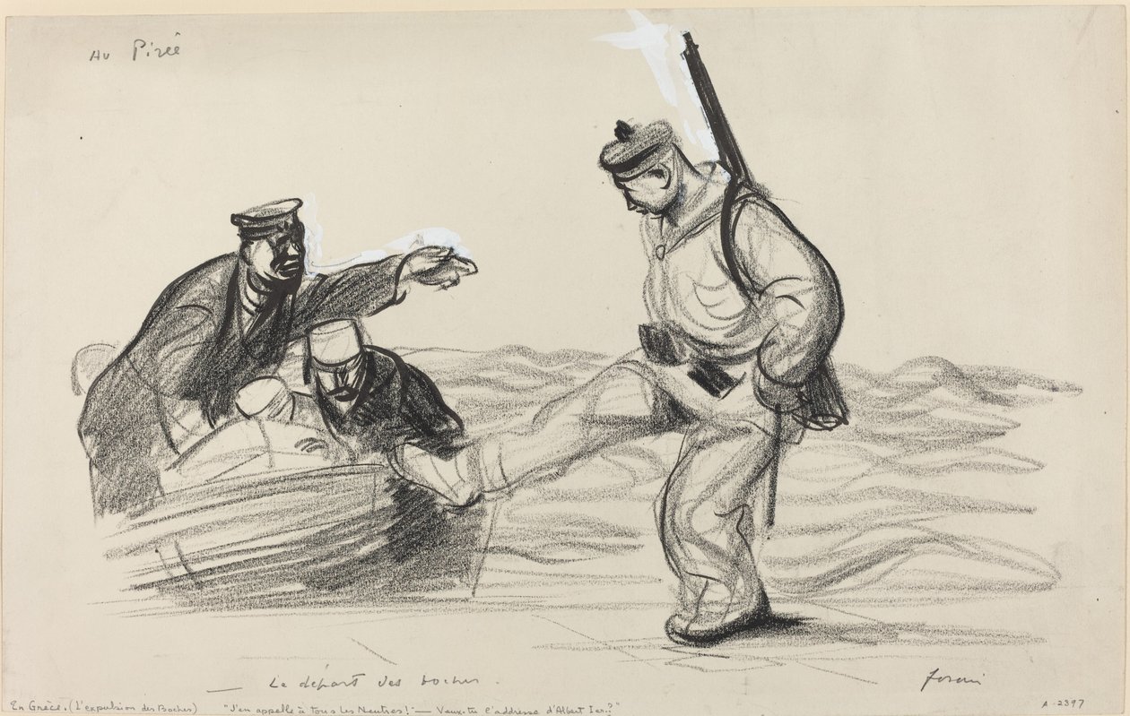 I Pireus. - Avgangen til Boches., ca. 19141919. av Jean Louis Forain