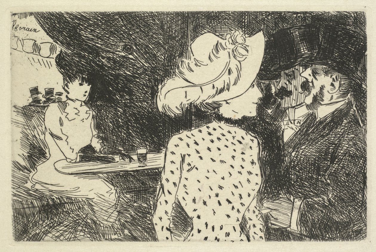 Kaféscene (beskrivende) av Jean Louis Forain