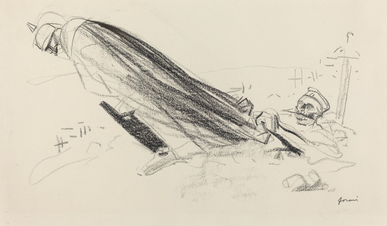 De fra den første timen. "Sire! hvor er vi i "frisk og gledelig krig"?..." av Jean Louis Forain