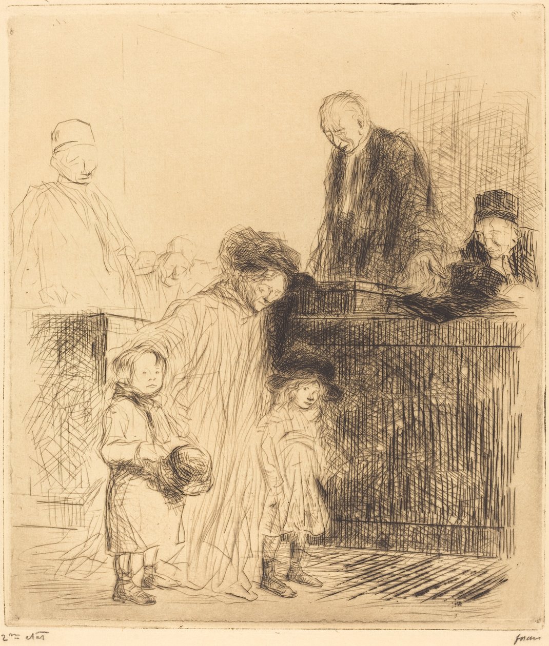 Kommer ut av høringen (første plate) av Jean Louis Forain
