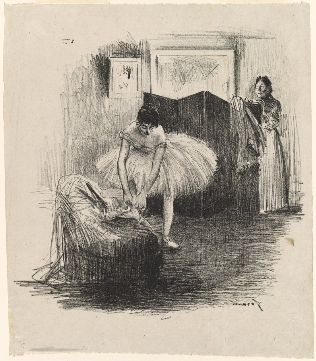 Danser som binder tøffelen av Jean Louis Forain