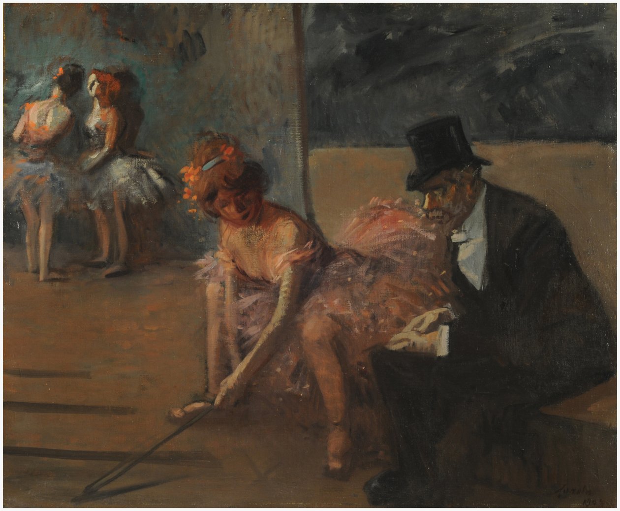 Danser med en beundrer bak scenen av Jean Louis Forain