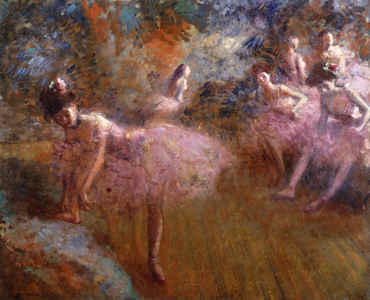 Dansere i rosa; Dansere i Rose, ca. 1905 av Jean Louis Forain