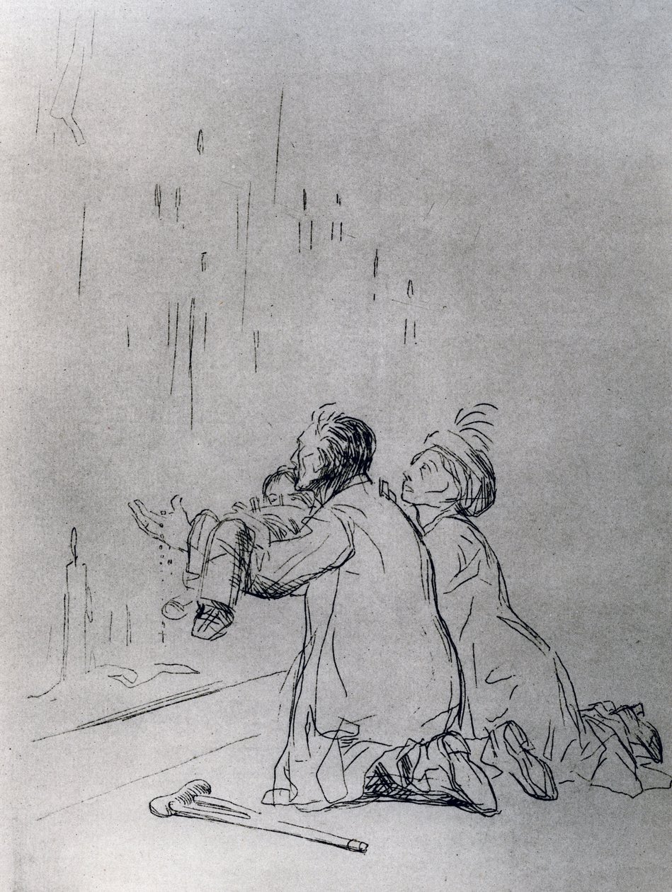 Bønn foran hulen, 1925. av Jean Louis Forain