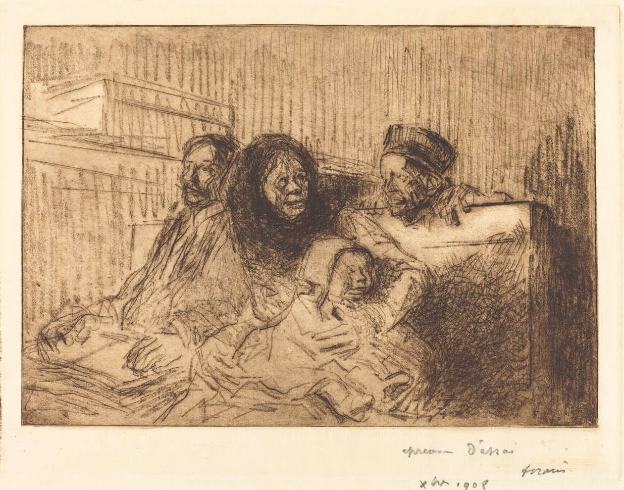 Bevis ved høringen (andre plate) av Jean Louis Forain