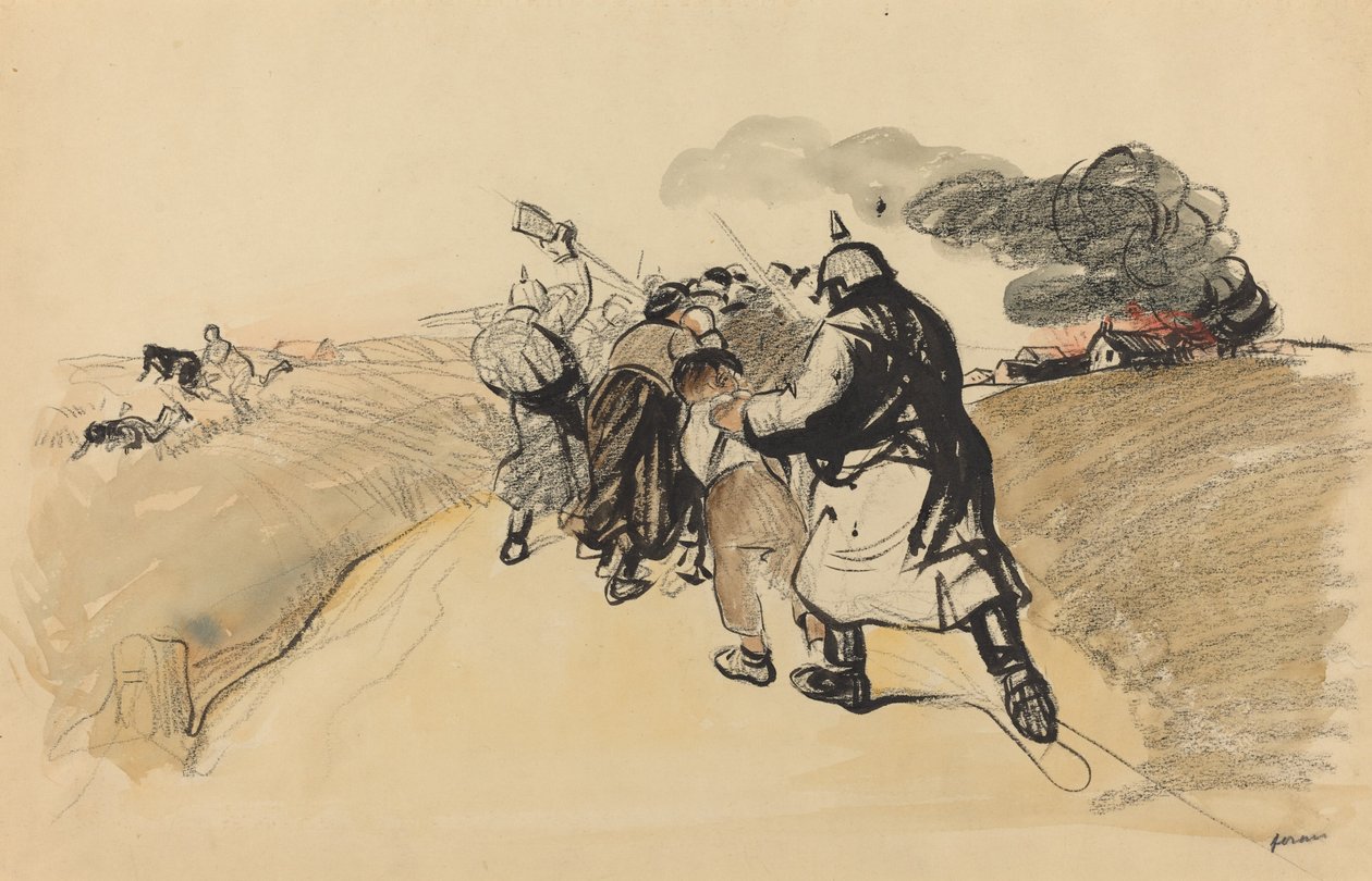 Tysk raid på en landsby av Jean Louis Forain