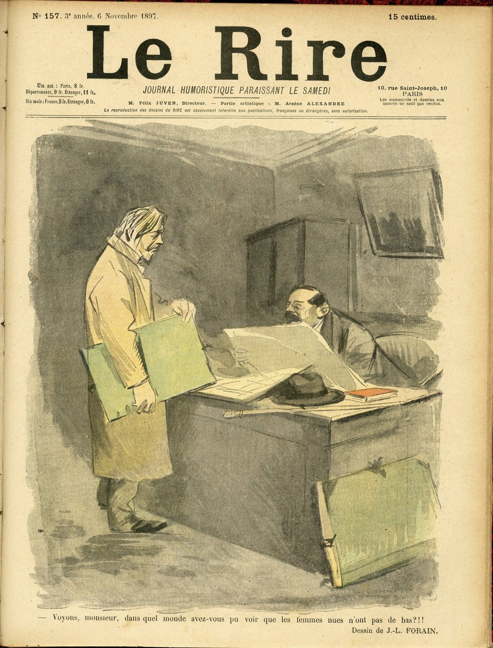 Illustrasjon av Jean-Louis Forain (1852-1931) for omslaget til Le Rire av Jean Louis Forain