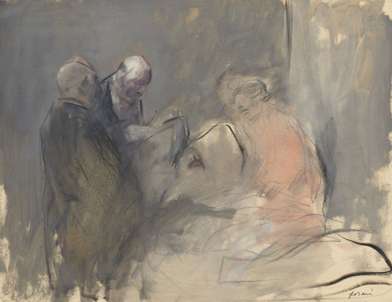 In the Hospital recto Sketch for In the Hospital verso, fjerde kvartal 1800-tallet eller første tredjedel 1900 av Jean Louis Forain
