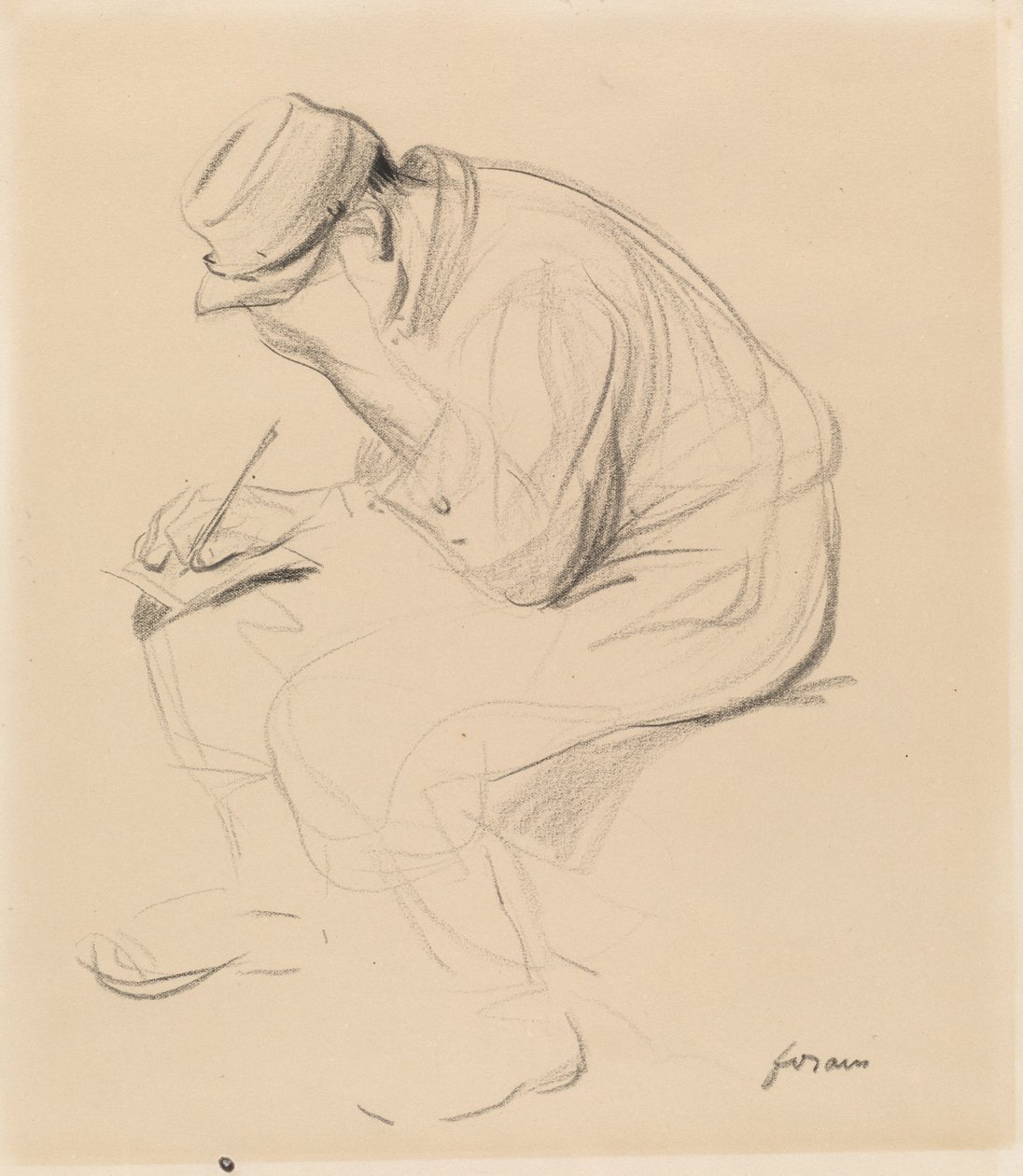 Le Poilu (fransk soldat som skriver hjem) av Jean Louis Forain