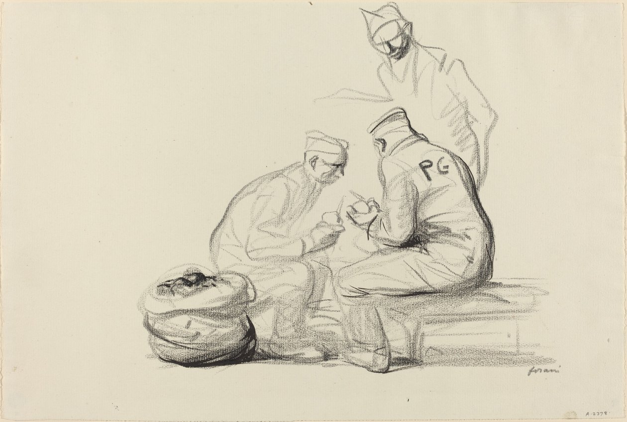 Poilu og tyske fanger, ca. 19141919. av Jean Louis Forain
