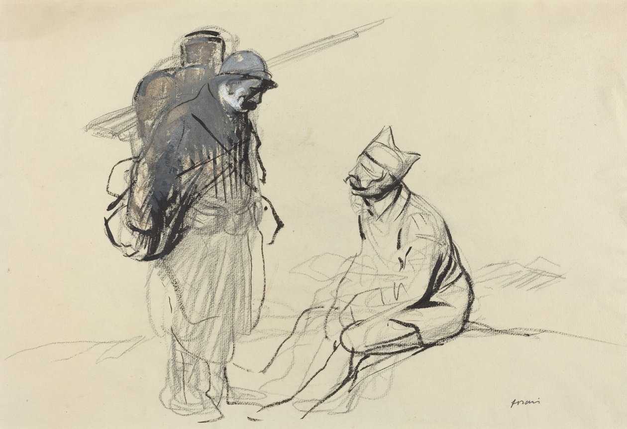 Poilu og Tommy Conversing av Jean Louis Forain