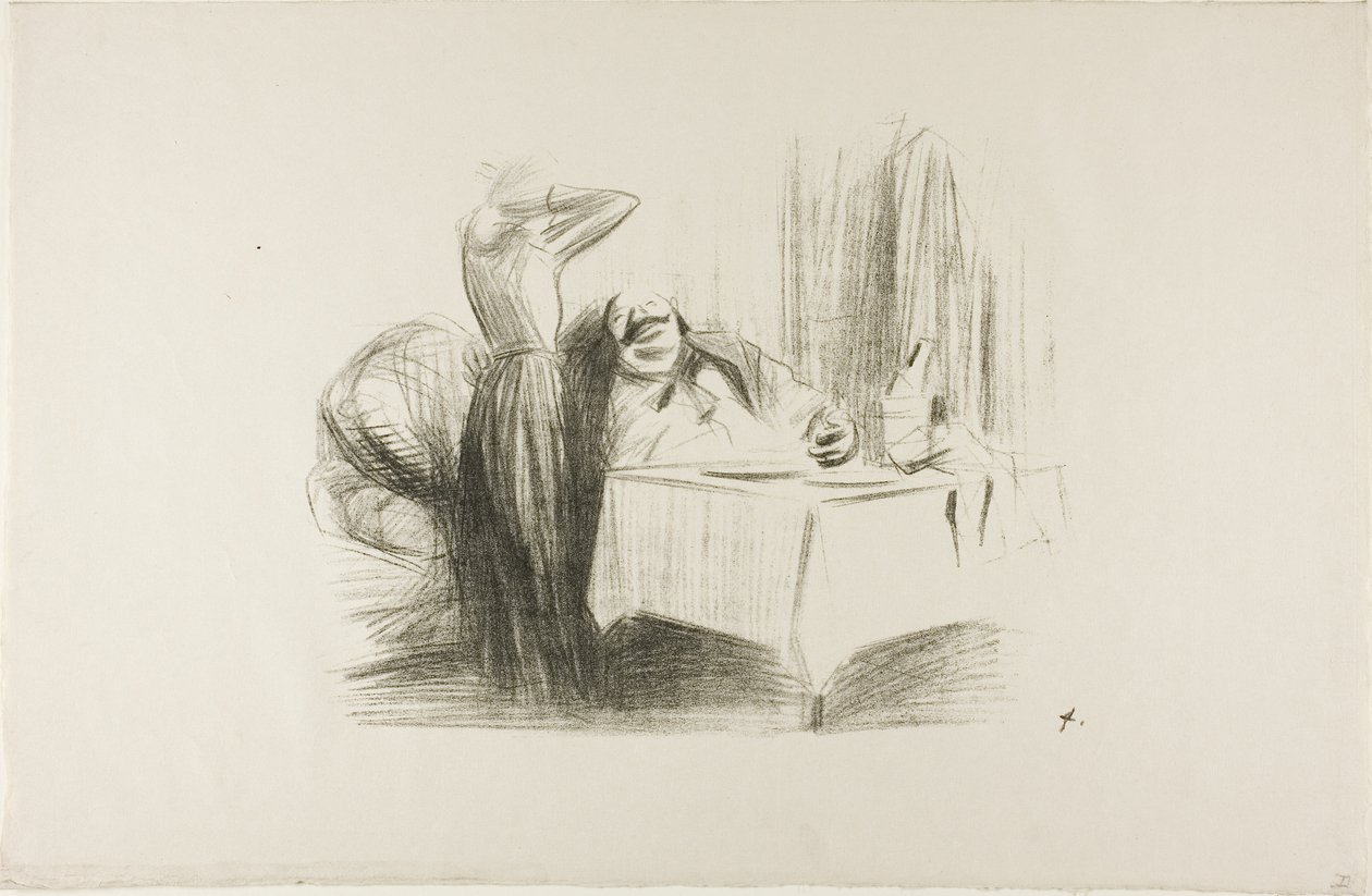 Scene med privat spisestue (horisontal plate) av Jean Louis Forain