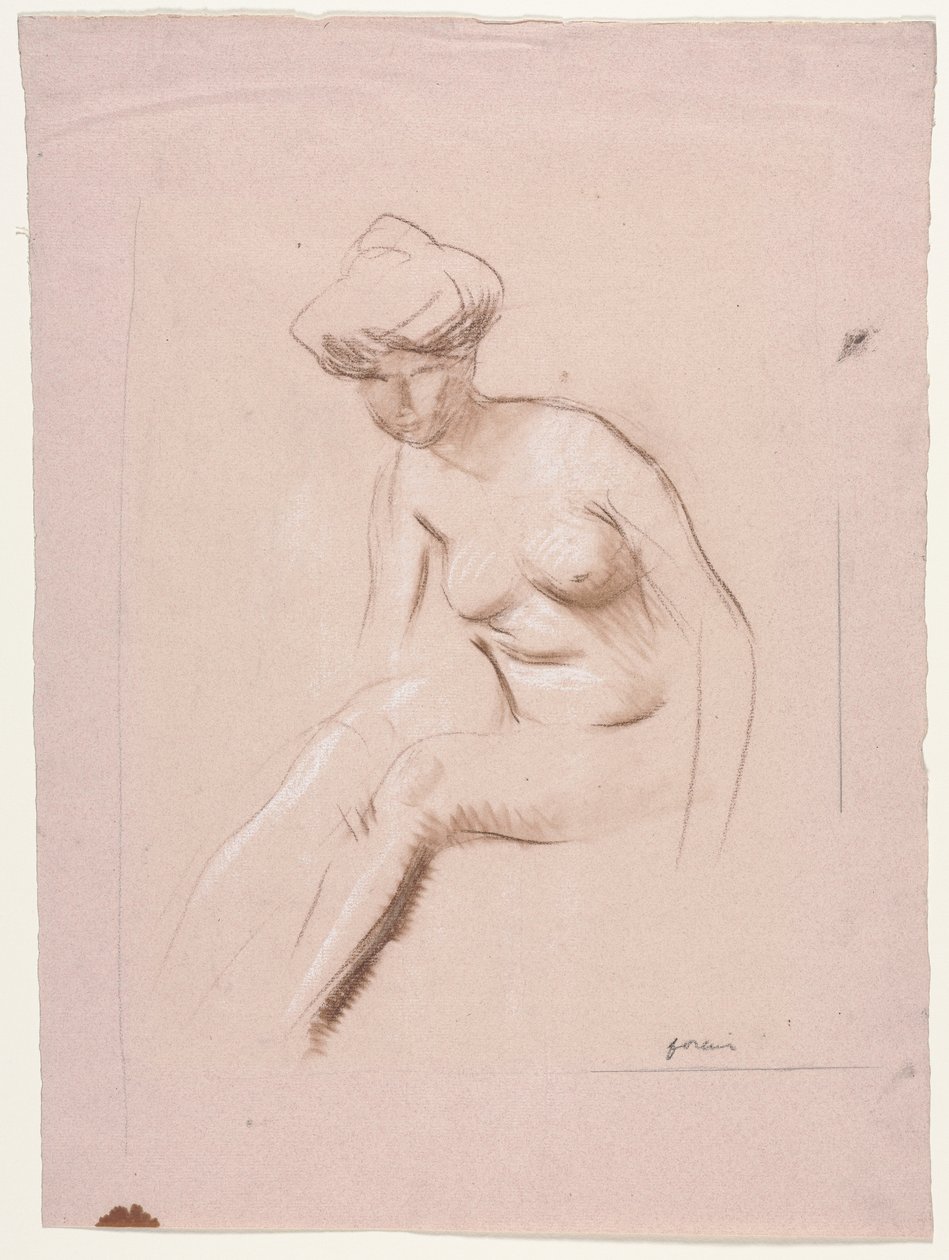 Sittende naken, fjerde kvartal 1800-tallet eller første tredje 1900-tallet. av Jean Louis Forain