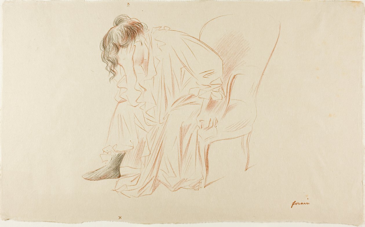 Sittende kvinne, hodet i høyre hånd av Jean Louis Forain