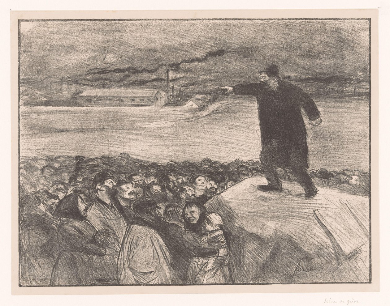 Fabrikkarbeidere streiker Scene de grève av Jean Louis Forain