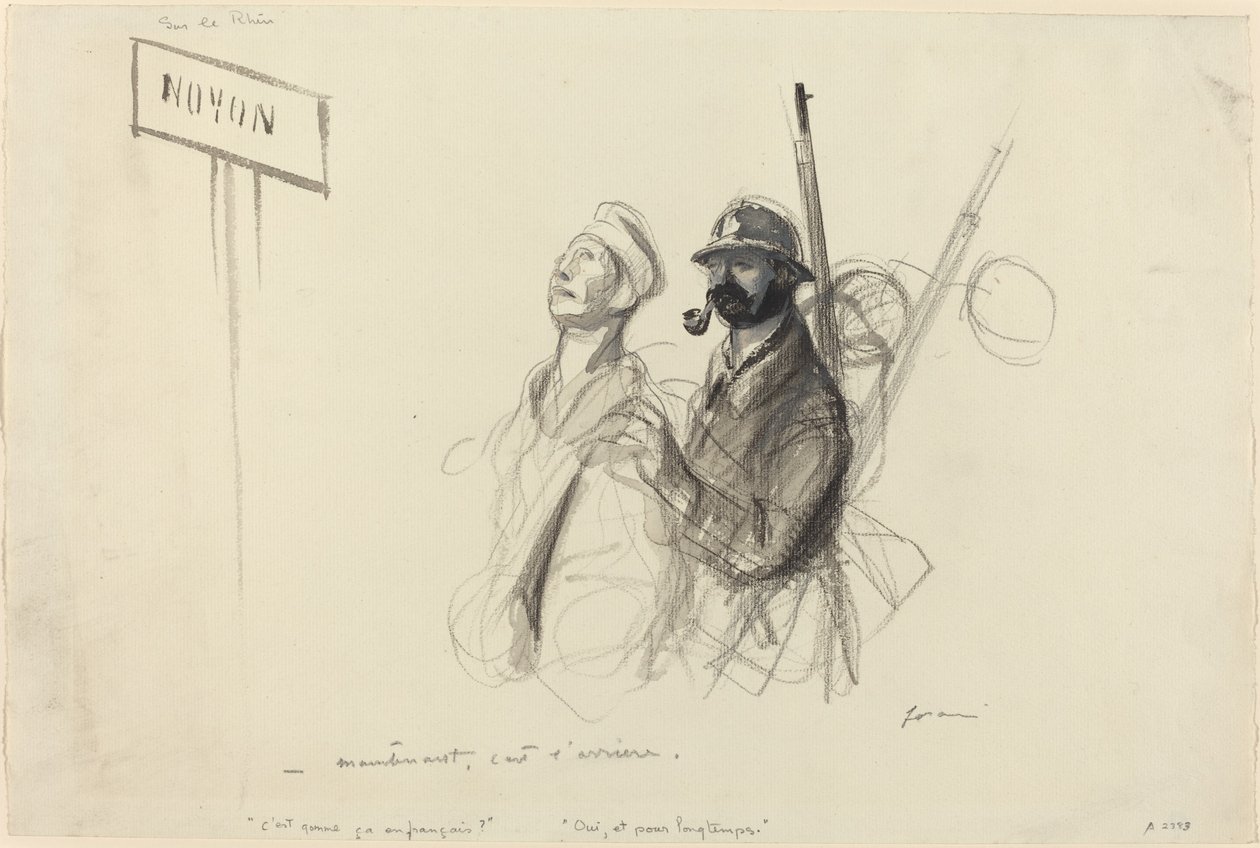 På Rhinen. - nå er det baksiden, trolig 1918. av Jean Louis Forain